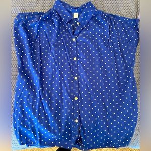 Blue/white polka dot shirt
